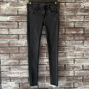 American Eagle Jegging Super Stretch Women Size 2 Black Skinny Fit Distressed